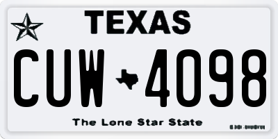 TX license plate CUW4098