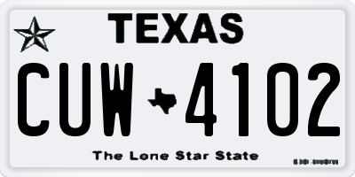 TX license plate CUW4102