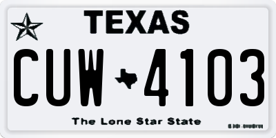 TX license plate CUW4103