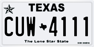 TX license plate CUW4111