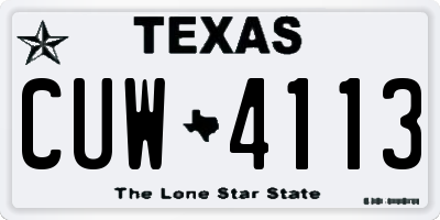 TX license plate CUW4113