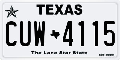 TX license plate CUW4115