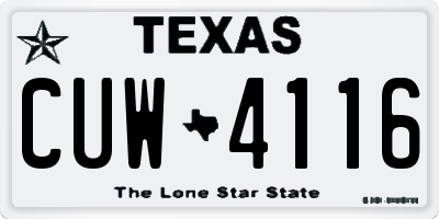 TX license plate CUW4116