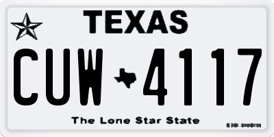 TX license plate CUW4117