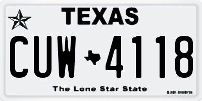 TX license plate CUW4118