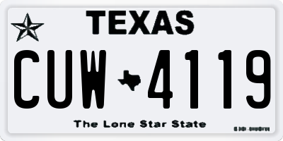 TX license plate CUW4119