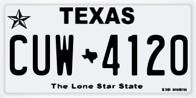 TX license plate CUW4120