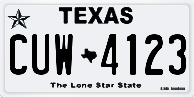 TX license plate CUW4123