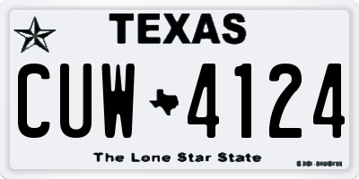 TX license plate CUW4124