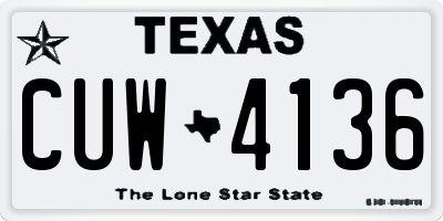 TX license plate CUW4136