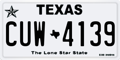 TX license plate CUW4139