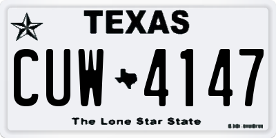 TX license plate CUW4147