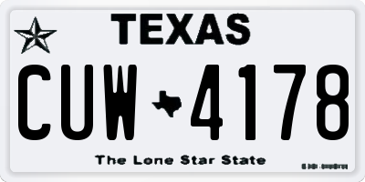 TX license plate CUW4178