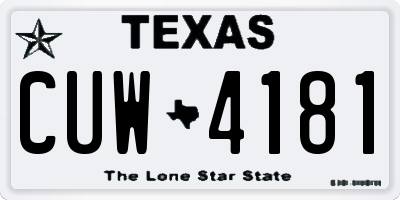 TX license plate CUW4181