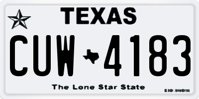 TX license plate CUW4183