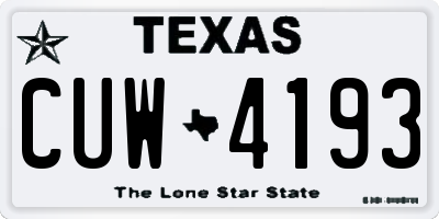 TX license plate CUW4193