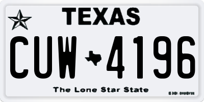 TX license plate CUW4196