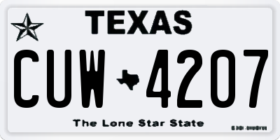 TX license plate CUW4207