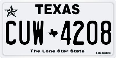 TX license plate CUW4208
