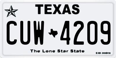 TX license plate CUW4209