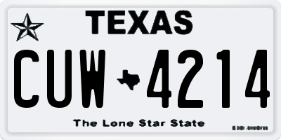 TX license plate CUW4214