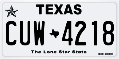 TX license plate CUW4218