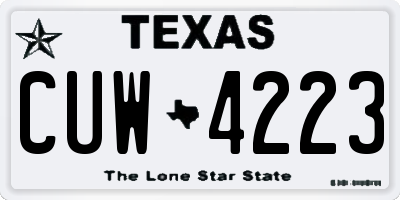 TX license plate CUW4223