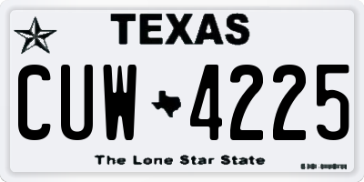 TX license plate CUW4225