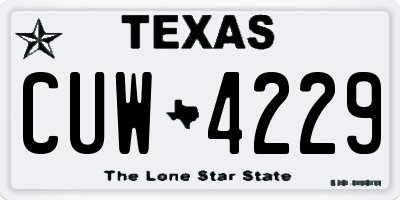 TX license plate CUW4229