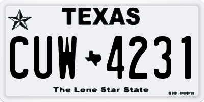 TX license plate CUW4231