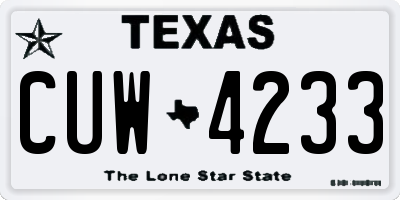 TX license plate CUW4233