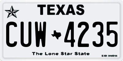 TX license plate CUW4235