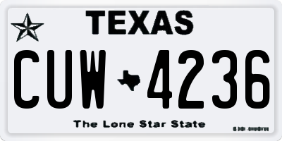 TX license plate CUW4236