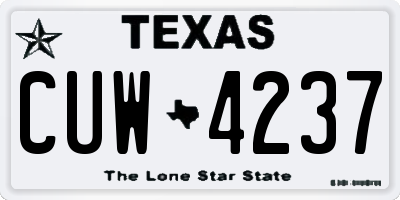 TX license plate CUW4237