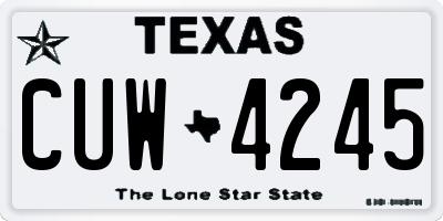 TX license plate CUW4245