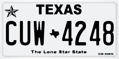 TX license plate CUW4248