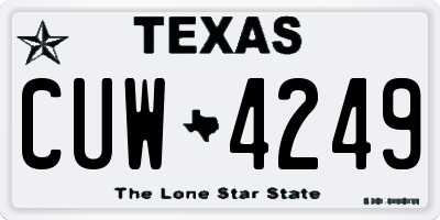 TX license plate CUW4249