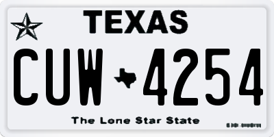 TX license plate CUW4254