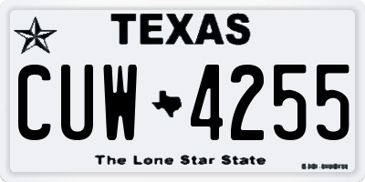 TX license plate CUW4255