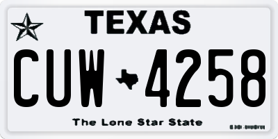 TX license plate CUW4258