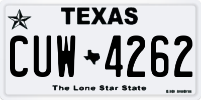 TX license plate CUW4262