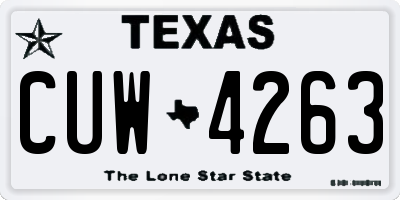 TX license plate CUW4263