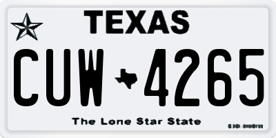 TX license plate CUW4265