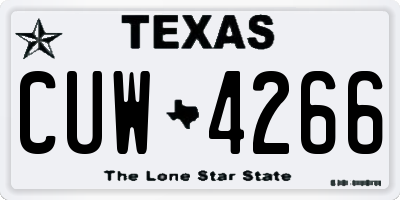 TX license plate CUW4266