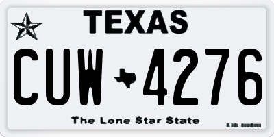 TX license plate CUW4276