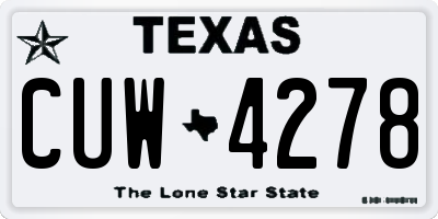 TX license plate CUW4278