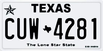 TX license plate CUW4281