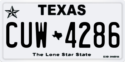 TX license plate CUW4286