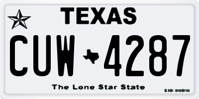 TX license plate CUW4287