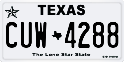 TX license plate CUW4288